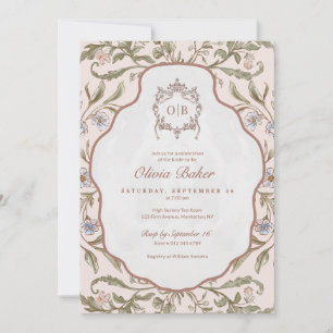 Elegant Vintage Floral Bridal Shower Invitation