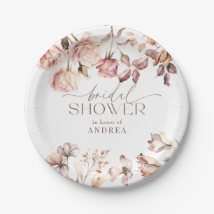 Elegant Vintage Floral Bridal Shower  Paper Plate
