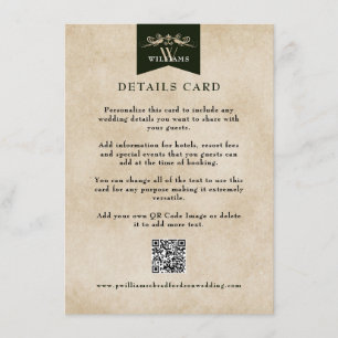 Elegant Vintage Floral Chapter Wedding Card Insert