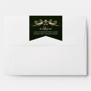 Elegant Vintage Floral Chic Library Wedding Envelope