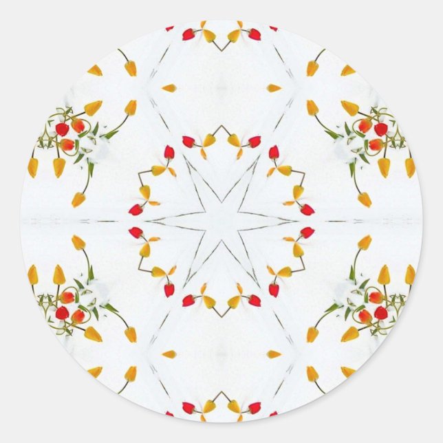 Elegant Vintage Floral Classic Round Sticker (Front)