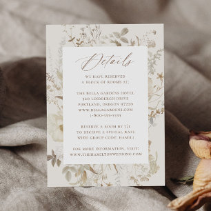 Elegant Vintage Floral Cream Wedding Details Enclosure Card