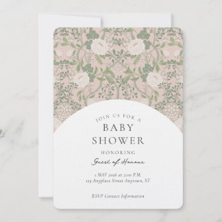 Elegant Vintage Floral Damask Baby Shower Invitati Invitation