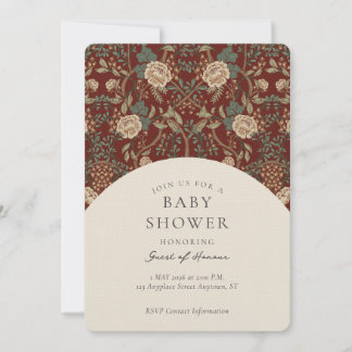 Elegant Vintage Floral Damask Baby Shower Invitation