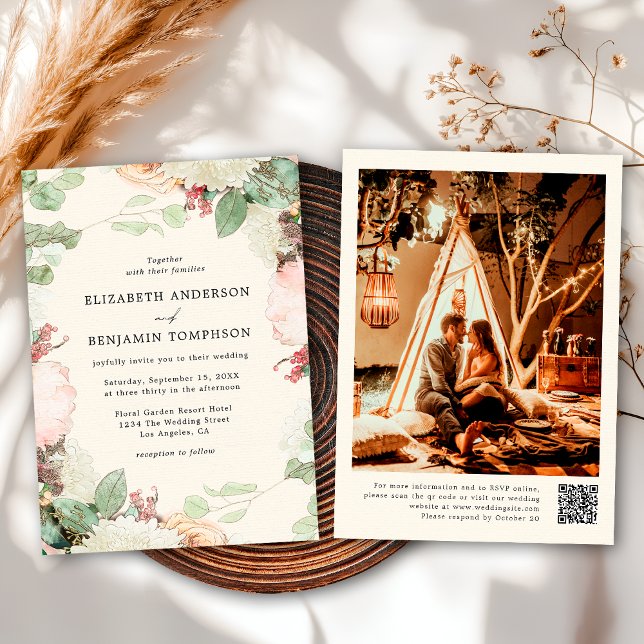 Elegant Vintage Floral Eucalyptus Roses Wedding Invitation (Creator Uploaded)