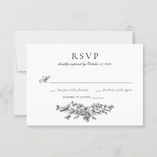 Elegant Vintage Floral French Wedding RSVP Invitation