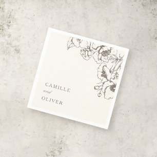 Elegant Vintage Floral Garden Wedding Names Napkin