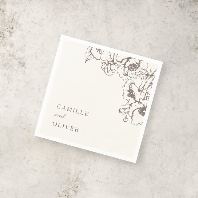 Elegant Vintage Floral Garden Wedding Names Napkin (Creator Uploaded)