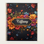 Elegant Vintage Floral Gold Frame With Flowers Planner<br><div class="desc">Elegant vintage floral composition with a gold ornamental frame surrounded by colorful flowers and leaves on a dark background,  ideal for invitations,  greeting cards,  wedding stationery,  and seasonal design.</div>