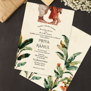Elegant Vintage Floral Indian Hindu Wedding Invitation