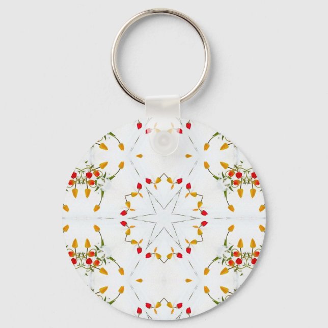 Elegant Vintage Floral Key Ring (Front)