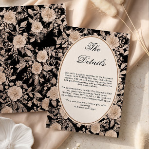Elegant Vintage Floral Lace Black Wedding Detailes Enclosure Card