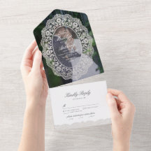 Elegant Vintage Floral Lace Frame Photo Wedding