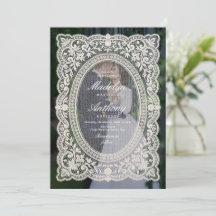 Elegant Vintage Floral Lace Frame Photo Wedding