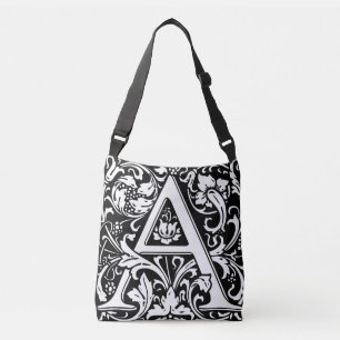 Elegant Vintage Floral Letter A Monogram Crossbody Bag