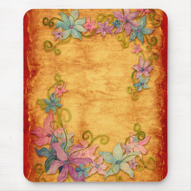 Elegant Vintage Floral Mousepad (Front)