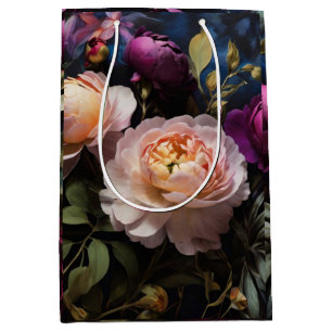 Elegant vintage floral painting medium gift bag