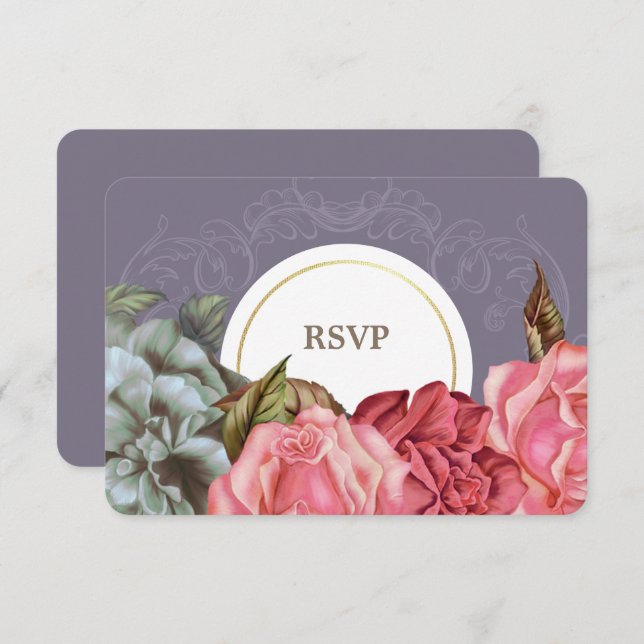 Elegant Vintage Floral Painting RSVP Cards (Front/Back)