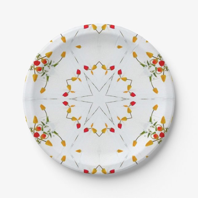 Elegant Vintage Floral Paper Plate (Front)