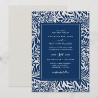 Elegant Vintage Floral Pattern | Blue Invitation
