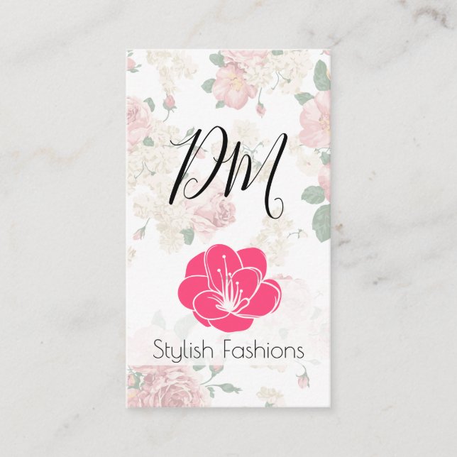 Elegant Vintage Floral Pattern Business Card (Front)