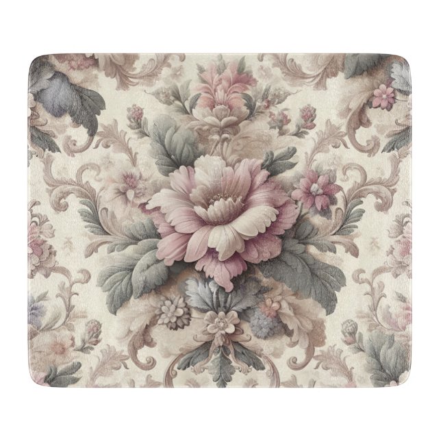 Elegant Vintage Floral Pattern Cutting Board (Front)