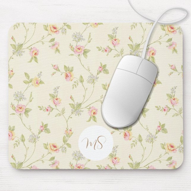 Elegant Vintage Floral Pattern Personalised Mouse Pad (Creator Uploaded)