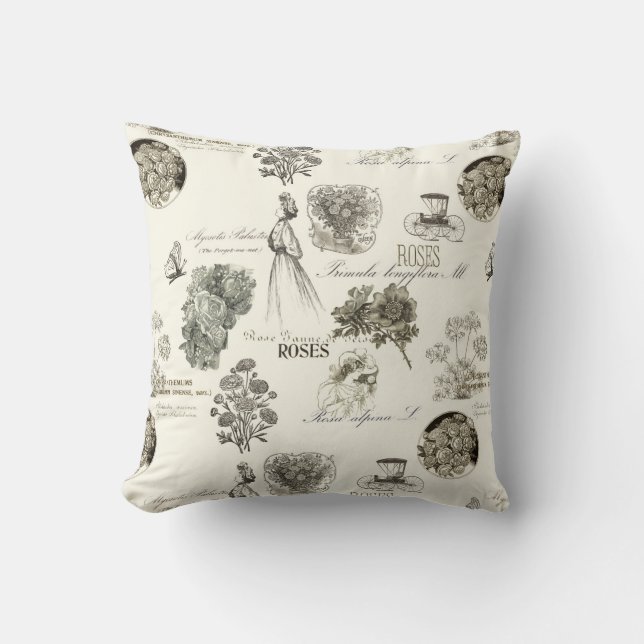 Elegant vintage floral pattern pillow (Front)