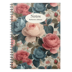 Elegant Vintage Floral Pattern with Roses Notebook