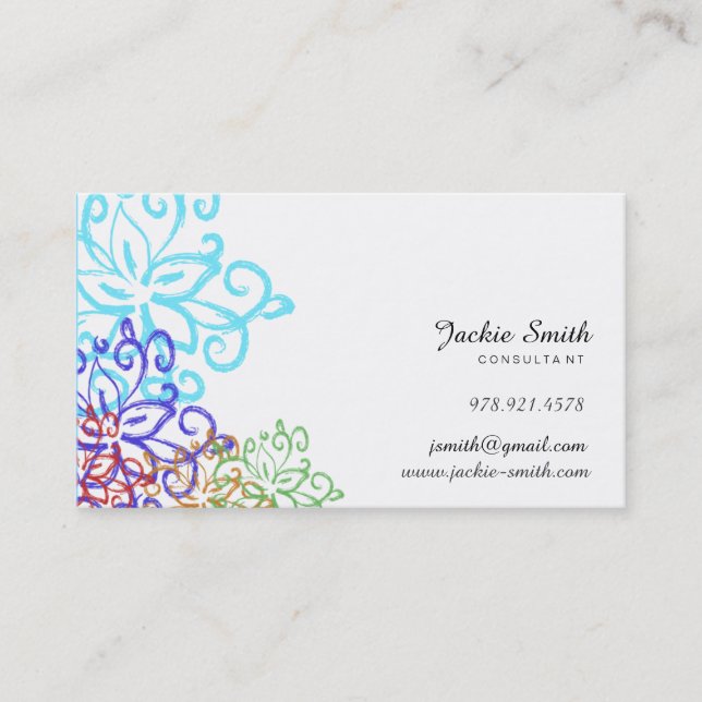 Elegant, Vintage Floral Patterned Business Card (Front)