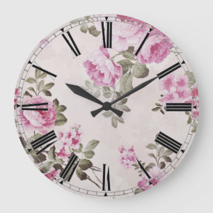 Elegant Vintage Floral Rose Clock
