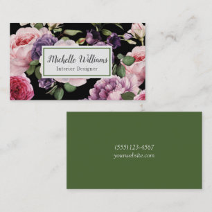 Elegant Vintage Floral Rose Flower Pattern Business Card