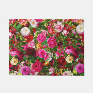 Elegant Vintage Floral Rose Garden Blossom Doormat