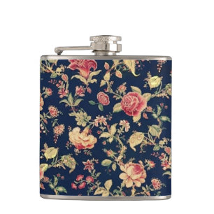 Elegant Vintage Floral Rose Hip Flask