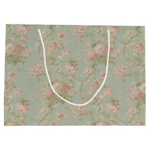 Elegant Vintage Floral Rose Large Gift Bag