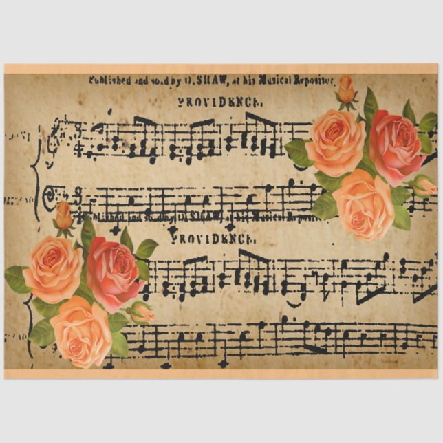 Elegant Vintage Floral Rose Tissue Paper (Front)