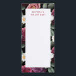 Elegant Vintage Floral Roses Personalised Name Magnetic Notepad<br><div class="desc">This stylish design features elegant roses in a gorgeous floral pattern with a personalised name and text. To personalise edit the text in the text box or delete for no text. #floral #flowers #roses #vintage #elegant #chic #stylish #modern #trendy #fashionable #design #personalised #personalised #addyourname #custom #personalizedgifts #trending #notepads #stationery #gifts...</div>