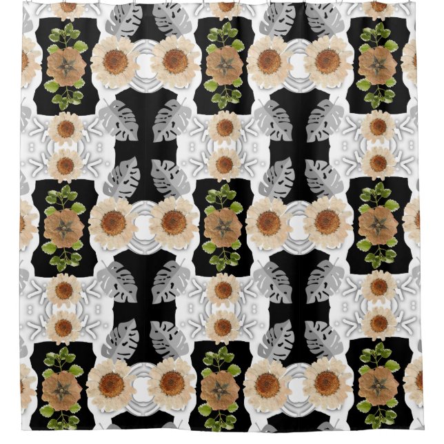 Elegant Vintage Floral Shower Curtain (Front)