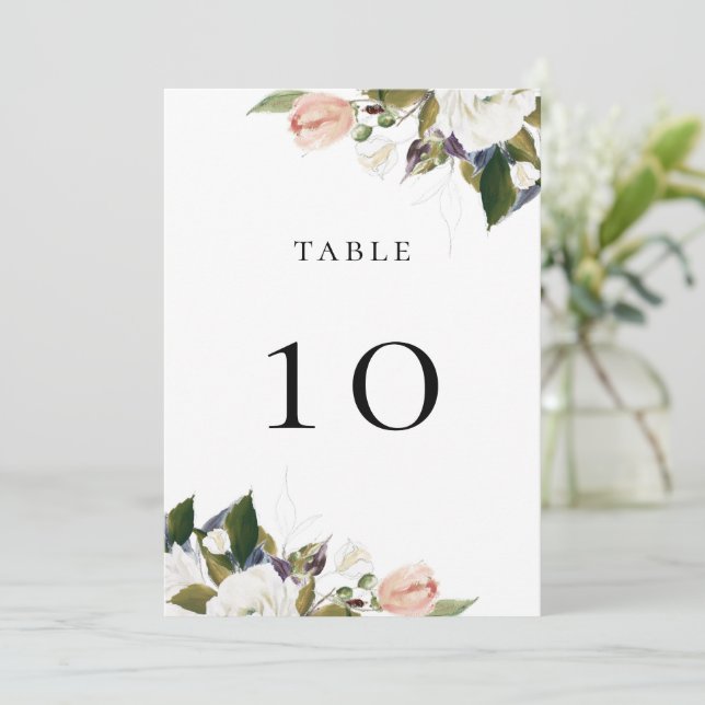 Elegant Vintage Floral Table Card (Standing Front)