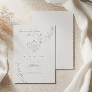 Elegant Vintage Floral Tea Party Bridal Shower Invitation