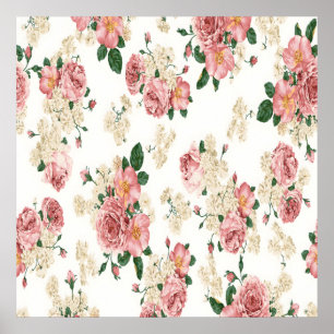 Elegant Vintage Floral Wallpaper Poster