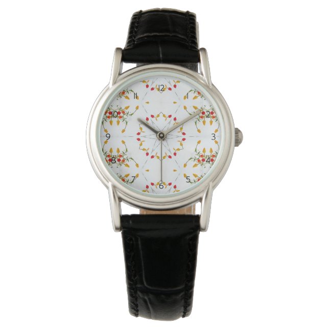 Elegant Vintage Floral Watch (Front)