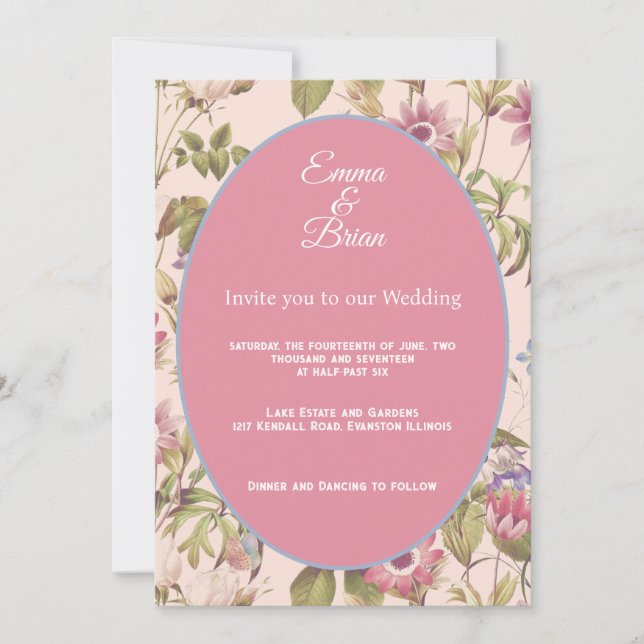 Elegant Vintage Floral Wedding customisable  Invitation (Front)