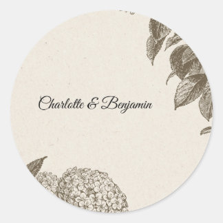 Elegant Vintage Floral Wedding Favour Sticker
