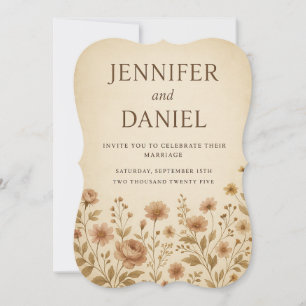 Elegant Vintage Floral Wedding Invitation