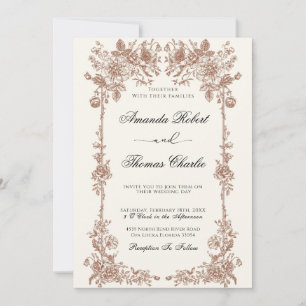 Elegant Vintage floral Wedding Invitation