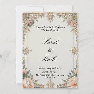 Elegant Vintage Floral Wedding Invitation - Sophis