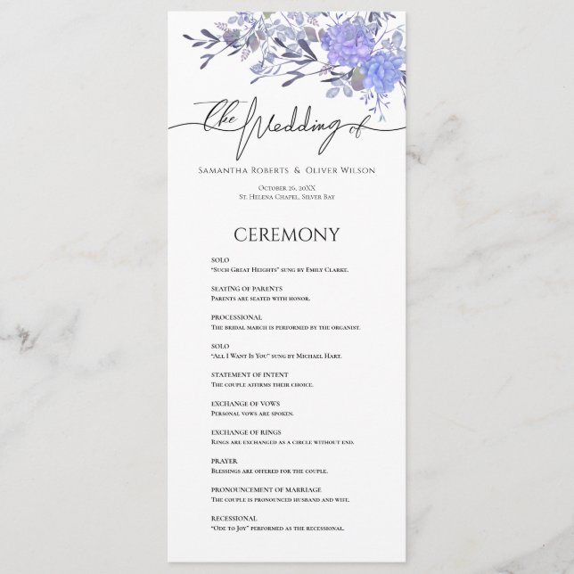 Elegant Vintage Floral Wedding Program  Programme (Front)
