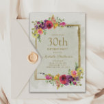 Elegant Vintage Floral Women's 30th Birthday Invitation<br><div class="desc">Elegant vintage purple,  red,  and yellow watercolor floral and gold frame women's 30th birthday party invitation.  Text is completely customisable,  so this card can be changed for any age.</div>