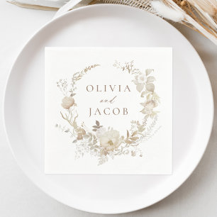 Elegant Vintage Floral Wreath Wedding Napkin